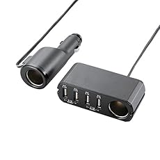 ELECOM シガーソケット分配機 USB4ポート+シガーソケット2個付き スマホ・タブレット同時充電対応 ブラック MPA-SCU52SBK