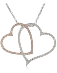 18k Rose Gold Plated Sterling Silver Diamond Double Heart Pendant Necklace (1/3 Cttw, I-J Color, I2-I3 Clarity), 18"