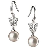 PearlsOnly Scarlett White 7-8mm AA Japanese Akoya Sterling Silver Pearl Earring Set