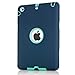 iPad Mini Case, ROKE Fashion 2in1 Hybrid Protective Heavy Duty Protection Shock-absorption Impact Resistant Case For Pad Mini 2/3 Case (Mint Green/Dark Blue)