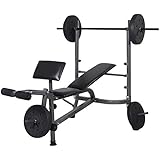 Goplus&reg; Weight Lifting Bench Fitness Body Workout Home Exercise Barbell+Weights