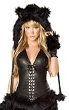Black Cat Costume Fur Hood Picture