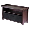 Verona Bench with 3 Baskets - Walnut/ Black