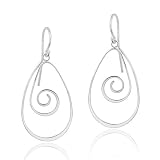 Sterling Silver Swirl Teardrop Dangle Earrings