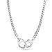 Mens Biker Punk Rocker Biker Jewelry Large Statement Chain Handcuff Necklace Black Or Silver Tone Stainless Steel Pendant For Men Women 20 Inch