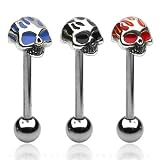Crazy Flames Skull Barbell