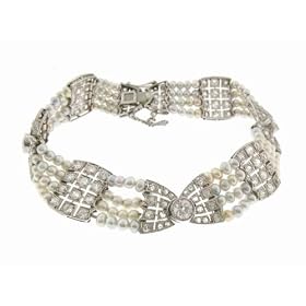 Art Deco Multi Strand Pearl Bracelet by Estate