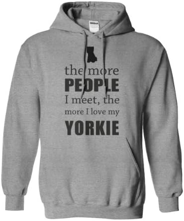 Sun Frog Shirts Adults I Love My Yorkie Hoodie Large Sport Grey