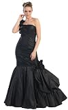 One Shoulder Taffeta Pleated Gown Formal Prom Dress #763 (6, Black)