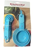 KitchenAid Turquoise Blue Measuring Cups and Spoons with soft grip handles
