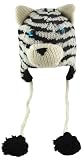 DeLux Siberian Tiger Face Wool Pilot Animal Cap/Hat with Ear Flaps and Poms