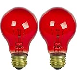 Sunlite 25A/TR/CD2 Incandescent 25-Watt, Medium Based, A19 Colored Bulb, Transparent Red, Carded 2-Pack