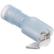 Morris Products 12034 Piggy Back Disconnect, Double Crimp, Nylon Fully Insulated, Blue, 16-14 Wire Size, 0.032"X0.250" NEMA Tab  (Pack of 100)