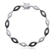 Sterling Silver Black and White Diamond Bracelet, 7.25
