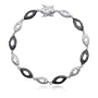 Sterling Silver Black and White Diamond Bracelet, 7.25"