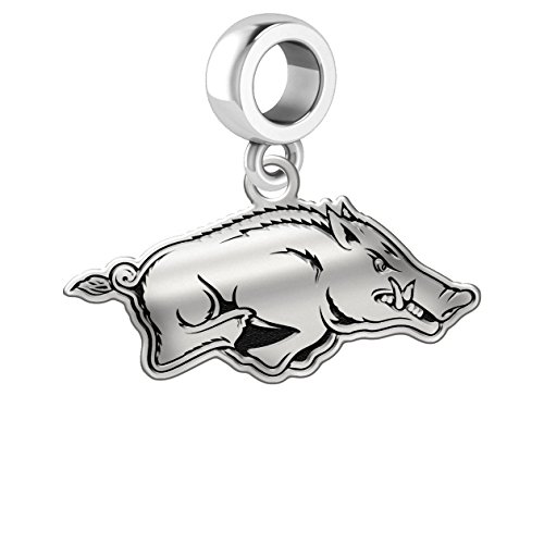 Arkansas Razorbacks Sterling Silver Logo Dangle Charm Fits All European Style Charm Bracelets