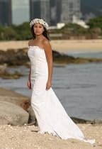 Kawehi Holoku Hawaiian Wedding Dress White Beach Wedding Dress