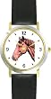 Bay Colored Horse Horse - WATCHBUDDY&reg; DELUXE TWO-TONE THEME WATCH - Arabic Numbers - Black Leather Strap-Size-Large ( Men's Size or Jumbo Women's Size )