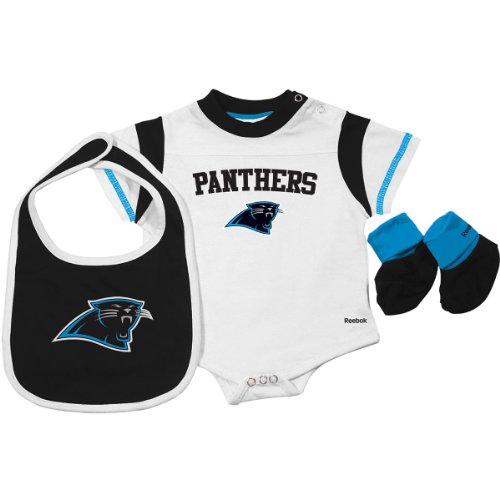 Reebok Carolina Panthers Newborn Creeper, Bib & Bootie Set 3-6 Months