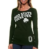 NCAA Ohio State Buckeyes Women's St. Patrick's Day Shamrock Long Sleeve T-Shirt - Forest Green (Small)