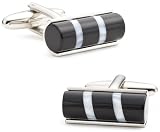 Black Onyx Catseye Tube Cufflinks w/ Jewelry Box