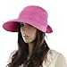 Marrywindix Handmade Chic Fashion Ladies Woman Bohemia Bowknot Summer Dual Purpose Two Uses Polyester Hat Braid Sun Visor Floppy Fold Summer Swimming Beach Hat (Hot Pink)