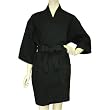 Shortie Black Waffle Weave Travel Robe - Unisex