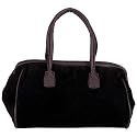 Maxam(tm) Solid Genuine Suede Leather Handbag (Black)