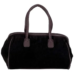 Maxam(tm) Solid Genuine Suede Leather Handbag (Black)