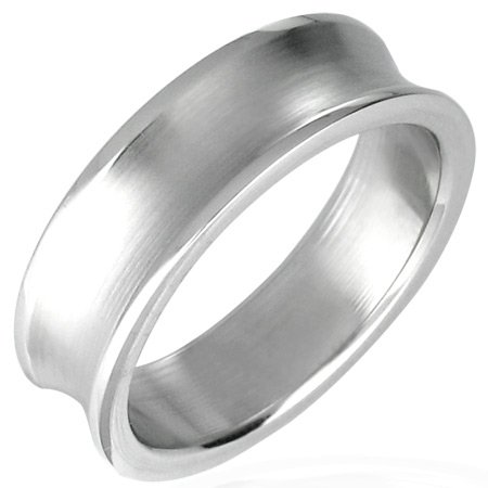 New Concave Style Stainless Steel 6mm Brushed Center Wedding Band (Size 7- 14)