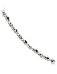 Sterling Silver with 14k Yellow Gold 4.29 Smokey Quartz 7.25in Bracelet