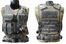 Tactical Crossdraw Vest w/Pistol Belt--BLACK
