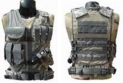 Tactical Crossdraw Military Cross Draw Vest w/Pistol Belt--ACU Camo