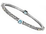 Phillip Gavriel 18K Yellow Gold and Sterling Silver Bangle With Four Blue Topaz Gems Phillip Gavriel 18K Yellow Gold and Sterling Silver Bangle With Four Blue Topaz Gems