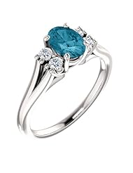 Platinum 7.00x5.00mm Oval Cut London Blue Topaz and Diamond Ring -- LIFETIME WARRANTY