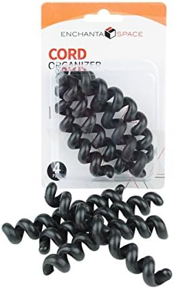 Cable Organizer for Home, Office and Garage, EnchantaSpace, (Black) Pack of 4