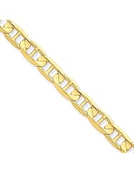 Polished 14K Gold 6.25mm Concave Anchor 7"" Chain Bracelet