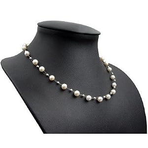 Perlenkette Kette Collier Halskette echte Perlen creme-weiß Halsschmuck Damen