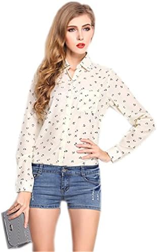 Women's Long-sleeve Print Chiffon Fashion Slim Blouses