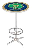 36" Notre Dame Shamrock Counter Height Pub Table - Chrome Base with Footrest - NCAA