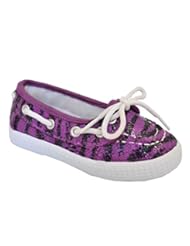 Shoes: Twisted Toddlers Champion Sequin Overlay Athletic Boat Shoe - PURPLE ZEBRA, Size 9