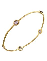 14 Karat Yellow Gold Pink Amethyst Slip-on Bangle (8 inch)