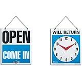 BAZIC 7.5"x9" "WILL RETURN" Clock Sign w/ "OPEN" sign on back (Case of 24)