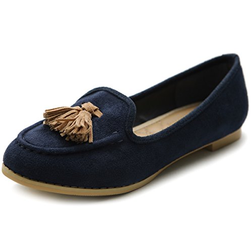 Ollio Women's Ballet Shoe Tassel Faux-Suede Cute Flat
