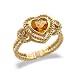 Citrine & Diamond Heart Ring in 14k Yellow Gold (TCW 1.03), Size 7