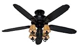 Hunter Fans 22720 54 Cortland Traditional Indoor Basque Black Ceiling Fan w/ Light & Blades