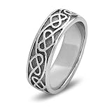 14k White Gold Celtic Design Men's Wedding Band, 7mm