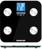 GoWISE USA Body Fat Scale with FDA approved- Measures Weight, Body Fat, Water, & Bone Mass 400 Lbs Capacity Tempered Glass (Black)