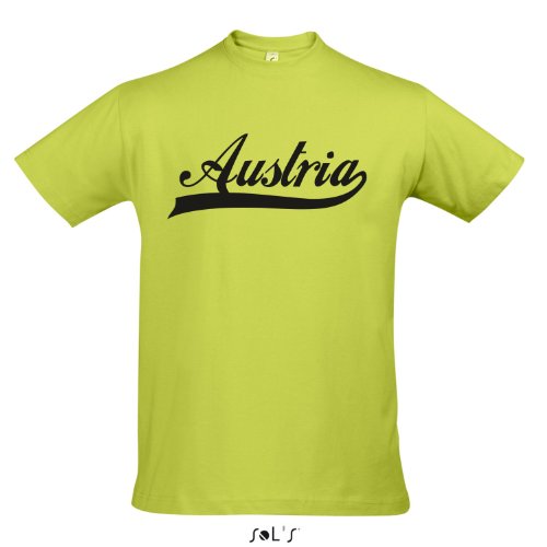 T-Shirt – Austria Oldschool Österreich LÄNDERSHIRT EM / WM FAN Trikot S-XXL , Apple green – schwarz , XL
