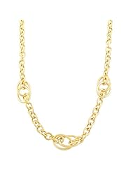 18 Karat Yellow Gold Over Sterling Silver Designer Interlocking Ovals Necklace (18 inch)